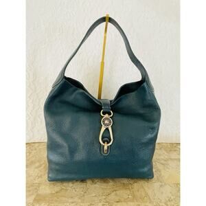 Dooney Bourke Large Dark Teal Green Pebble Leather Handbag Shoulder Bag